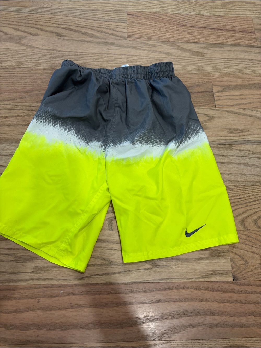 Nike Neon Yellow and Dark Gray Gradient Athletic Shorts